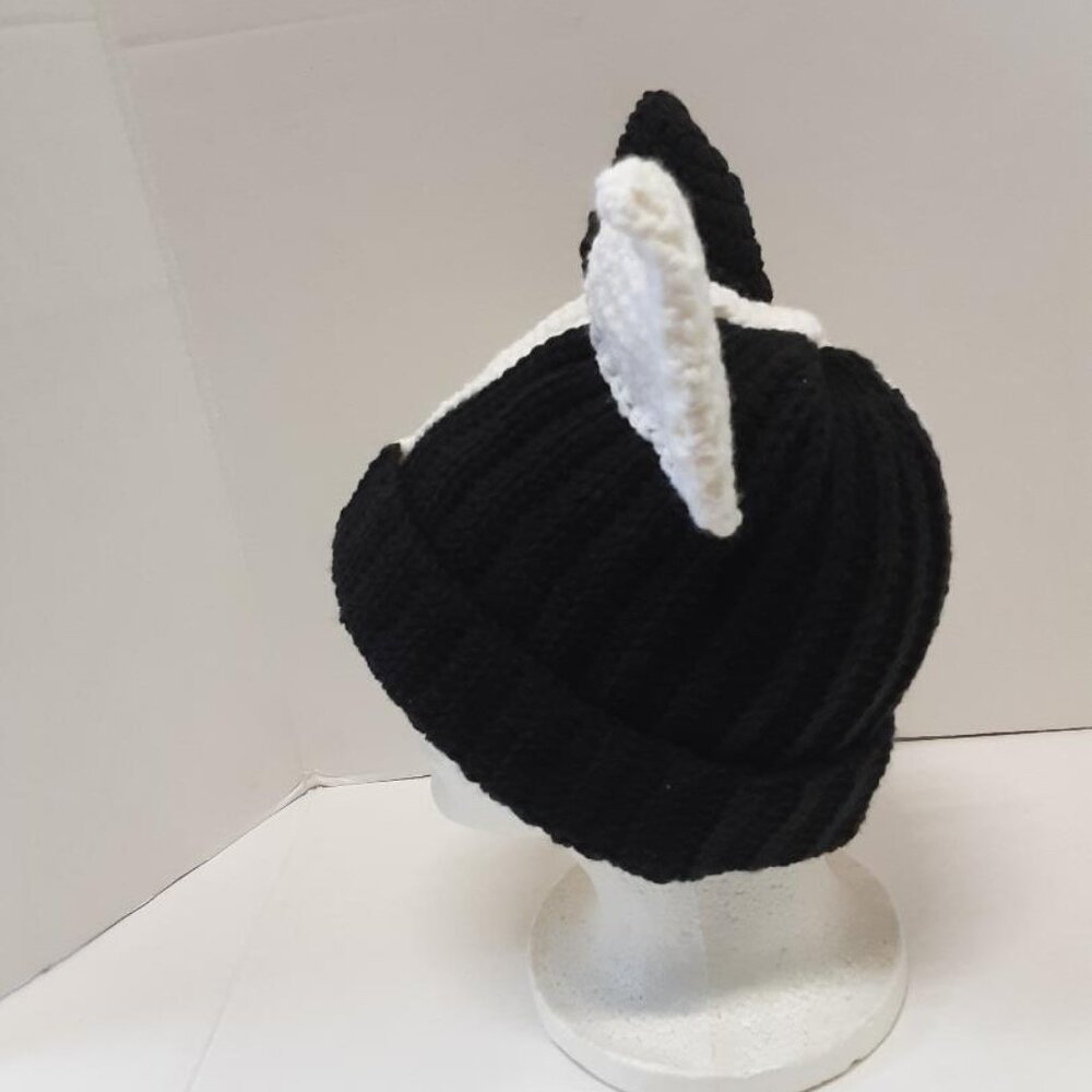 Handmade Crochet Split Color Cat Ear Beanie New - Picture 3 of 7